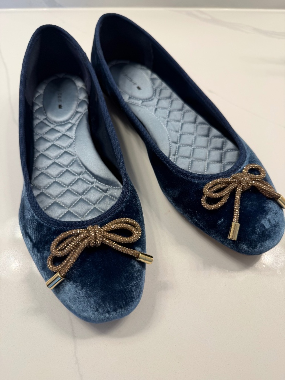 Birdies The Hummingbird in Ocean Velvet Jeweled Bow